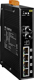 Индустриальный коммутатор: 4х10/100 Base-T Ethernet, 4xPoE, один оптический канал, разъем ST, 24 В ICP DAS. Вид 1