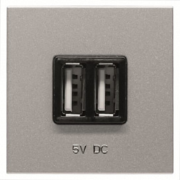 N2285 PL Механизм USB зарядного устройства, 2М, 2х750 мА / 1х1500 мА (серебристый) Zenit ABB. Вид 1