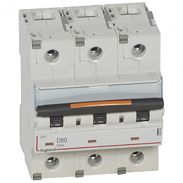DX3 Автоматический выключатель 3-полюсный 80A 25kA (хар-ка D) Legrand. Вид 1