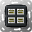 Розетка компьютерная 4xRJ45 (черный) System 55 Gira. Вид 1.