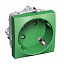 Розетка 45 2p+e со шторками зеленая Schneider Electric. Вид 1.