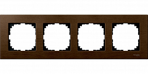 Рамка 4-постовая, sm (дерево орех) Merten M-Elegance Schneider Electric. Вид 1