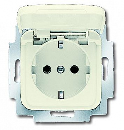 20 EUK-212-500 Розетка SCHUKO 16А 250В с крышкой, серия Busch-Duro 2000 SI, цвет слоновая кость ABB. Вид 1