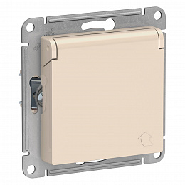 Розетка с заземл. со шторк. с крышкой, 16А, IP20, механизм (бежевый) Atlas Design Systeme Electric. Вид 1