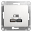 Розетка USB A+С, 5В/2,4 А, 2х5В/1,2 А, механизм(белый) Glossa Systeme Electric. Вид 1.