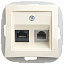 Розетка двойная RJ11+RJ45, кат.5e, механизм (бежевый) Дуэт Schneider Electric. Вид 1.