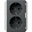 Розетка двухместная с заземлением (антрацит) System 55 Gira. Вид 1.