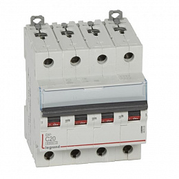 DX3 Автоматический выключатель 4-полюсный 20A 10kA (хар-ка C) Legrand. Вид 1