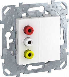 Розетка 3 RCA (белый) Unica Schneider Electric. Вид 1