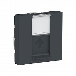 Розетка компьютерная,RJ45,одиночная,кат. 6 STP,2 модуля (антрацит) Unica Modular  Schneider Electric. Вид 1