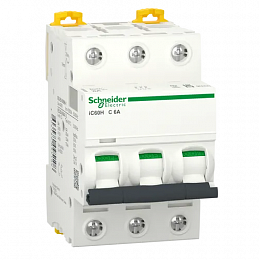 iC60H 3P 6А Автоматический выключатель 3-полюсный, 6А, 10кА (хар-ка C) Schneider Electric. Вид 1