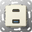 Розетка HDMI+USB (бежевый) System 55 Gira. Вид 1.