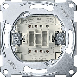 Переключатель 1-клавишный, проходной с двух мест, механизм Merten Schneider Electric. Вид 1