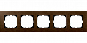 Рамка 5-постовая, sm (дерево орех) Merten M-Elegance Schneider Electric. Вид 1