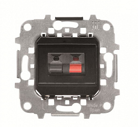 8157.1 Мех-зм аудиоразъёма для подкл. громкоговорителей/динамиков (прищепки), чёрный+красный, 2-модульный, Sky/Skymoon ABB. Вид 1