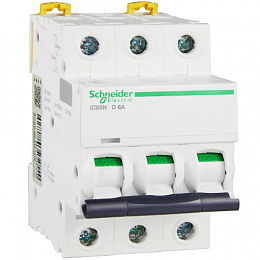 iC65N 3P 6A Автоматический выключатель 3-полюсный, 6А, 6кА (хар-ка D) Schneider Electric. Вид 1