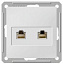 Розетка двойная компьютерная RJ45 кат.5E, механизм (белый) Wessen 59 Systeme Electric. Вид 1.