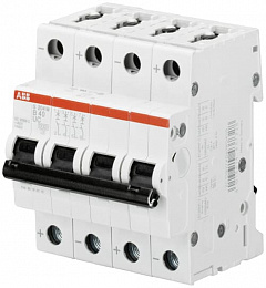 S204M C50UC Автоматический выключатель 4-полюсный, 50А, 10kA, DC (хар-ка C) ABB. Вид 1
