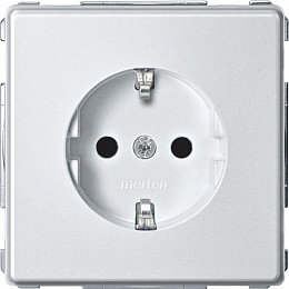 Механизм розетки со шторками (полярный белый) Merten Aquadesign Schneider Electric. Вид 1