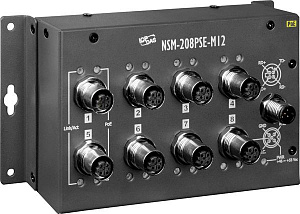 Индустриальный коммутатор: 8х10/100 Base-T Ethernet, разъемы M12, расширенный диапазон температур, IP20 ICP DAS. Вид 1