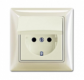 20 EUCKD-96-50 Розетка с заземлением, с крышкой, в сборе, IP44 (шале/белый) Basic55 ABB. Вид 1