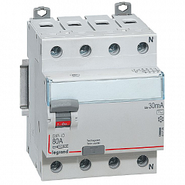 DX3 Блок утечки тока (УЗО) 4-полюсный, 80A, 30mA, тип АC Legrand. Вид 1