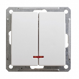 Выключатель 2-клавишный, с подсветкой, 16АХ, механизм (белый) Wessen 59 Schneider Electric. Вид 1