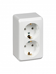 Розетка двойная с заземлением, О/У, 16А, 250В (белая ) Этюд Systeme Electric. Вид 1