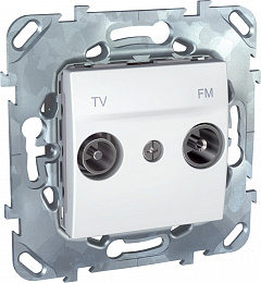 Розетка TV/FM, оконечная (белый) Unica Schneider Electric. Вид 1