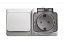 Блок: выкл. 1кл.+роз. "евр" с крышкой и шторками, IP44 (белый) Этюд Systeme Electric. Вид 1.