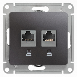Розетка компьютерная 2хRJ45, кат.5e (графит) Glossa Systeme Electric. Вид 1