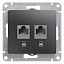 Розетка компьютерная 2хRJ45, кат.5e (графит) Glossa Systeme Electric. Вид 1.