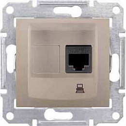 Розетка компьют., RJ45,одиноч., кат. 5е, экран. stp, с пруж. заж (титан) Sedna Schneider Electric. Вид 1