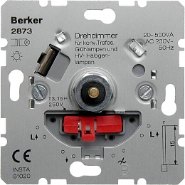 Диммер поворотно-нажимной 500Вт с Soft-регулировкой (R, L, LED) Berker. Вид 1