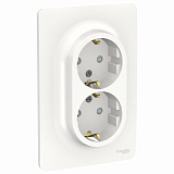 Розетка двойная, со шторками, с заземлением, винт. зажим. (белый) Unica New Schneider Electric