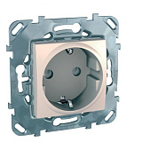 Розетка с з/к со шторками, винт. зажим (бежевый) Unica Schneider Electric