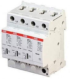 OVR T2 3N 70 440 S P Ограничитель перенапряжения 3P+N, тип 2, 440В, 70kA (сменные картриджи) ABB. Вид 1