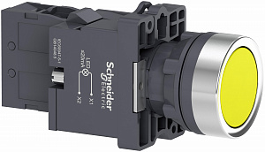 Кнопка желтая с подсветкой СLED,220В 1НО Schneider Electric. Вид 1