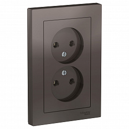 Розетка двойная без заземления,16А, в сборе (мокко) Atlas Design Systeme Electric. Вид 1
