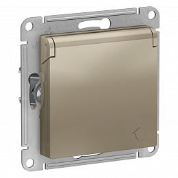 Розетка с заземл. со шторк. с крышкой, 16А, IP20, механизм (шампань) Atlas Design Systeme Electric. Вид 1