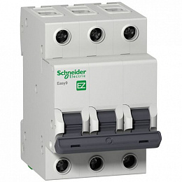 Автоматический выключатель 3-полюсный, 63А, 4,5kА (хар-ка C) EASY 9 Schneider Electric. Вид 1