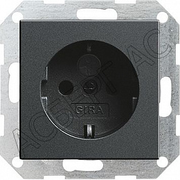Розетка с заземлением, со шторками (антрацит) System 55 GIRA. Вид 1