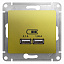 Розетка USB 5в/2100ма, 2х5в/1050ма, механизм (фисташковый) Glossa Systeme Electric. Вид 1.