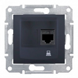 Розетка компьютерная кат.5е RJ45 (графит) Sedna Schneider Electric. Вид 1