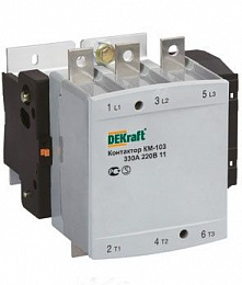 КМ103-150А-220В-00 Контактор 3-х полюсный 150А 220В АС3 1НО+1НЗ DEKraft. Вид 1