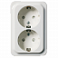 Розетка двойная с заземлением, со шторками, 16А, 250В (белый) Quick Schneider Electric. Вид 1.