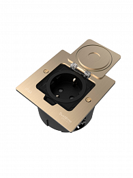 Лючок с розеткой 2К+З, 16А/250В, IP44 с монтажной коробкой для стены/фальшпола/стола (никель) MultiDesk Systeme Electric. Вид 1