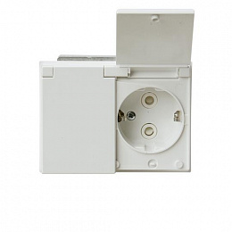 302EUCK-84 Розетка Double Shuko 16А 230В с крышкой, IP21/44 Impressivo, белый ABB. Вид 1