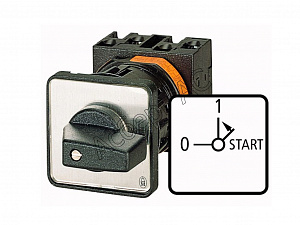 19875 T0-1-15511/E Переключатель управления 2-полюсный, 12A, Пол. 0-1 < START, 90 °, 48х48 мм, пер. креп.  Eaton. Вид 1