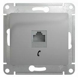 Розетка телефонная RJ11, механизм (алюминий) Glossa Systeme Electric. Вид 1